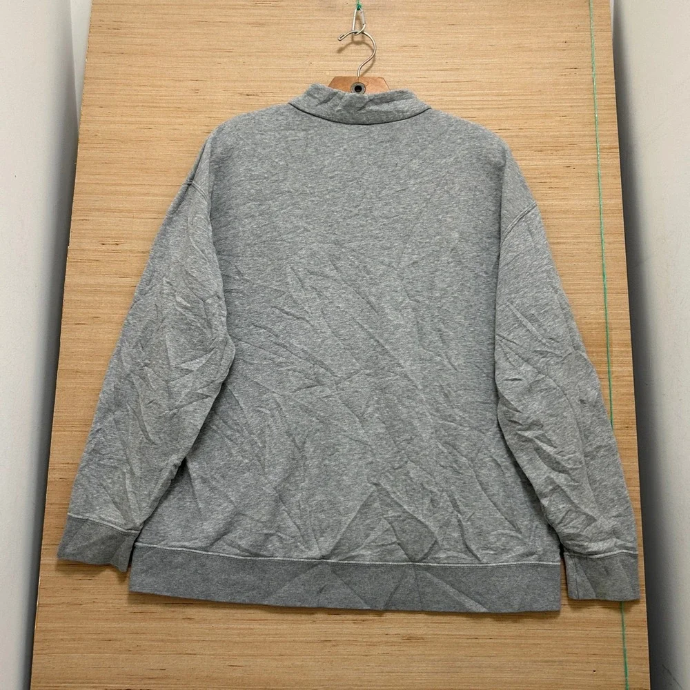 Nike Mens Quarter Zip Pullover Heather Grey Embroidered Swoosh Mock Neck Small
